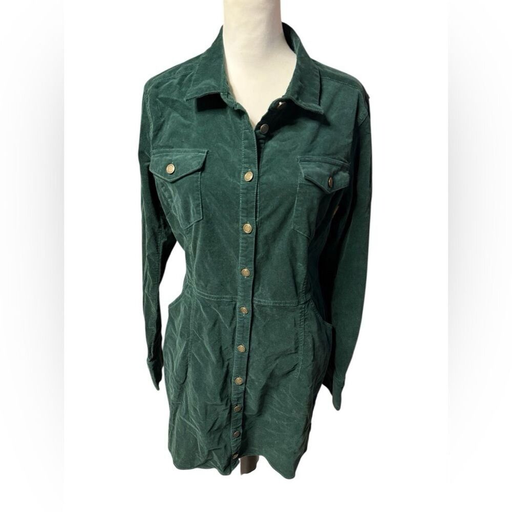 Free People Green ‘Dynamite' Corduroy Mini Dress women’s sz Large - Picture 3 of 16